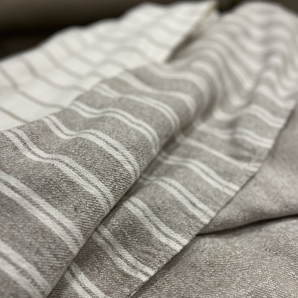 FORTE ITALIAN LINEN BATH TOWEL IVORY STRIPED NATURAL