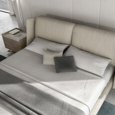 MARGOT UPHOLSTERED BED Oak Legs By HUPPE
