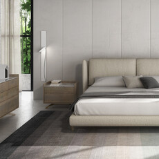MARGOT UPHOLSTERED BED Oak Legs By HUPPE