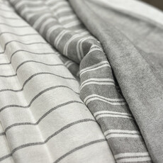 FORTE ITALIAN LINEN SHEET - GREY DBL STRIPED IVORY