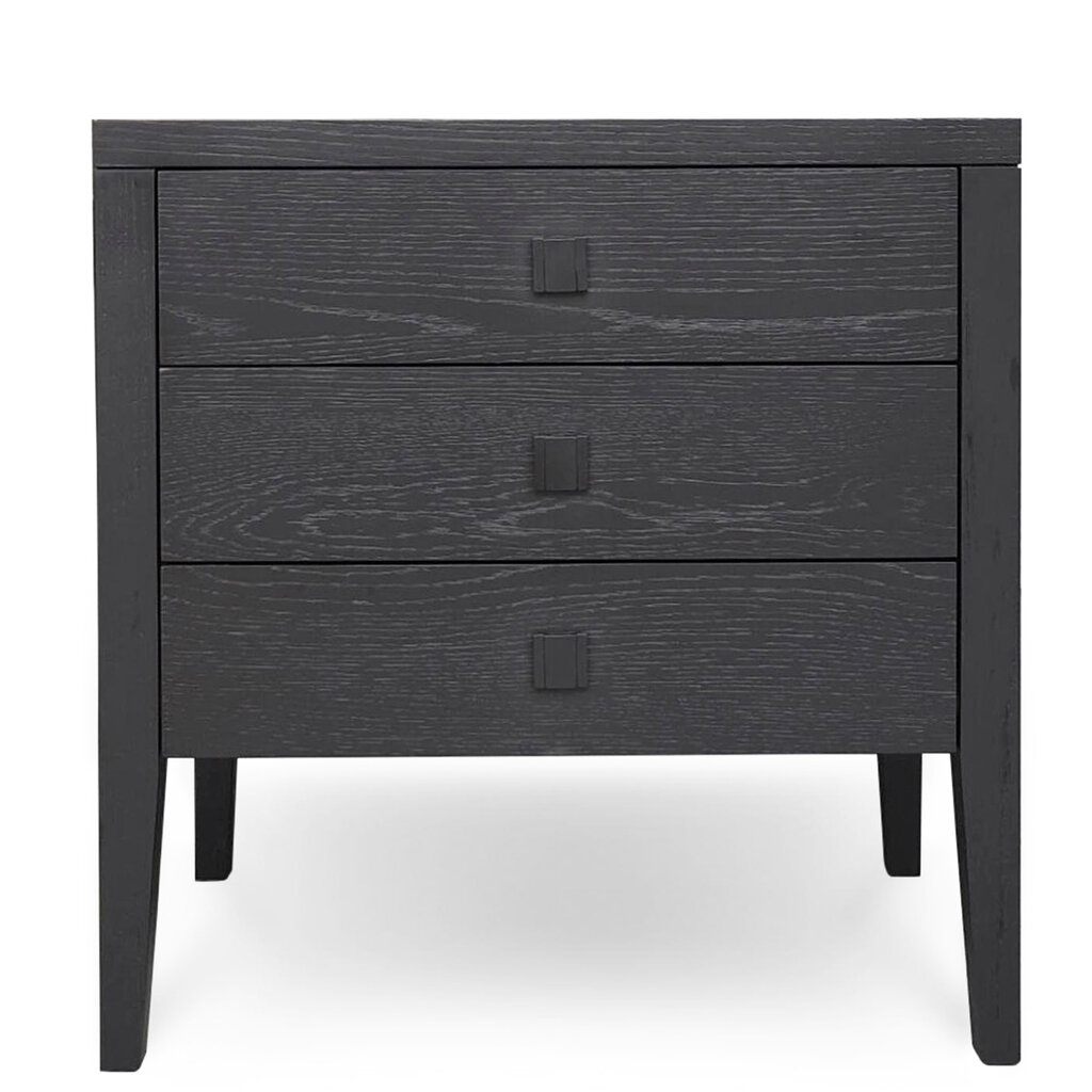 HEMSWORTH 3 DRAWER CHEST NIGHTSTAND OAK BLACK