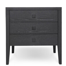 HEMSWORTH 3 DRAWER CHEST NIGHTSTAND OAK BLACK