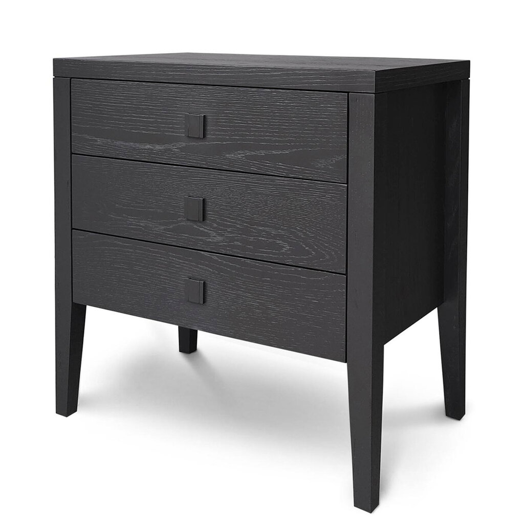 HEMSWORTH 3 DRAWER CHEST NIGHTSTAND OAK BLACK