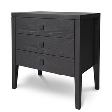 HEMSWORTH 3 DRAWER CHEST NIGHTSTAND OAK BLACK