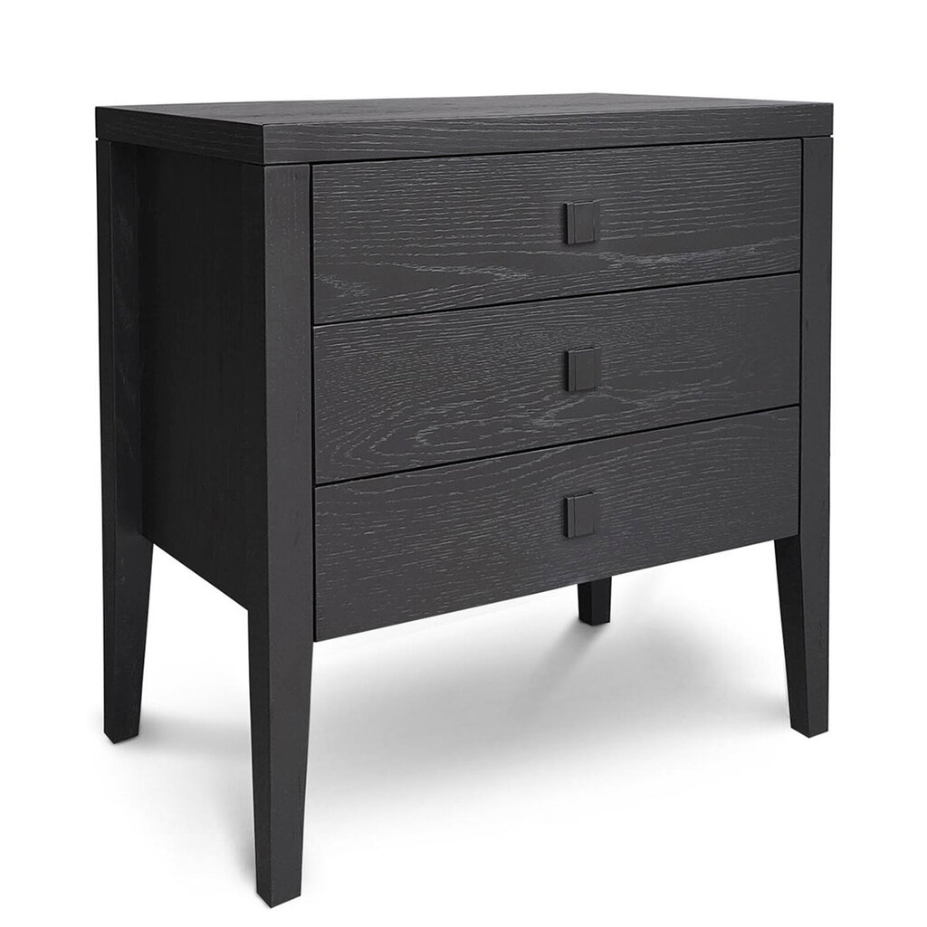 HEMSWORTH 3 DRAWER CHEST NIGHTSTAND OAK BLACK