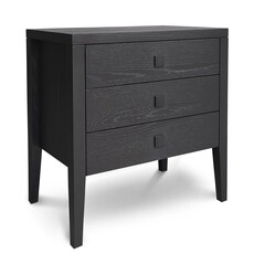 HEMSWORTH 3 DRAWER CHEST NIGHTSTAND OAK BLACK