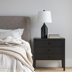 HEMSWORTH 3 DRAWER CHEST NIGHTSTAND OAK BLACK
