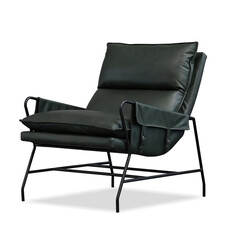SIMON ARM CHAIR LEATHER DARK GREEN