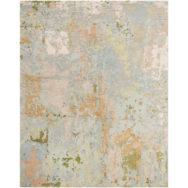 MALUANA BEACH RUG 5' X 7'6" BLUSH SAND OLIVE BLUE GREYS