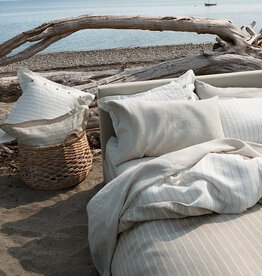 LINEA STRIPED ITALIAN LINEN Shale/Chalk By St.Geneve