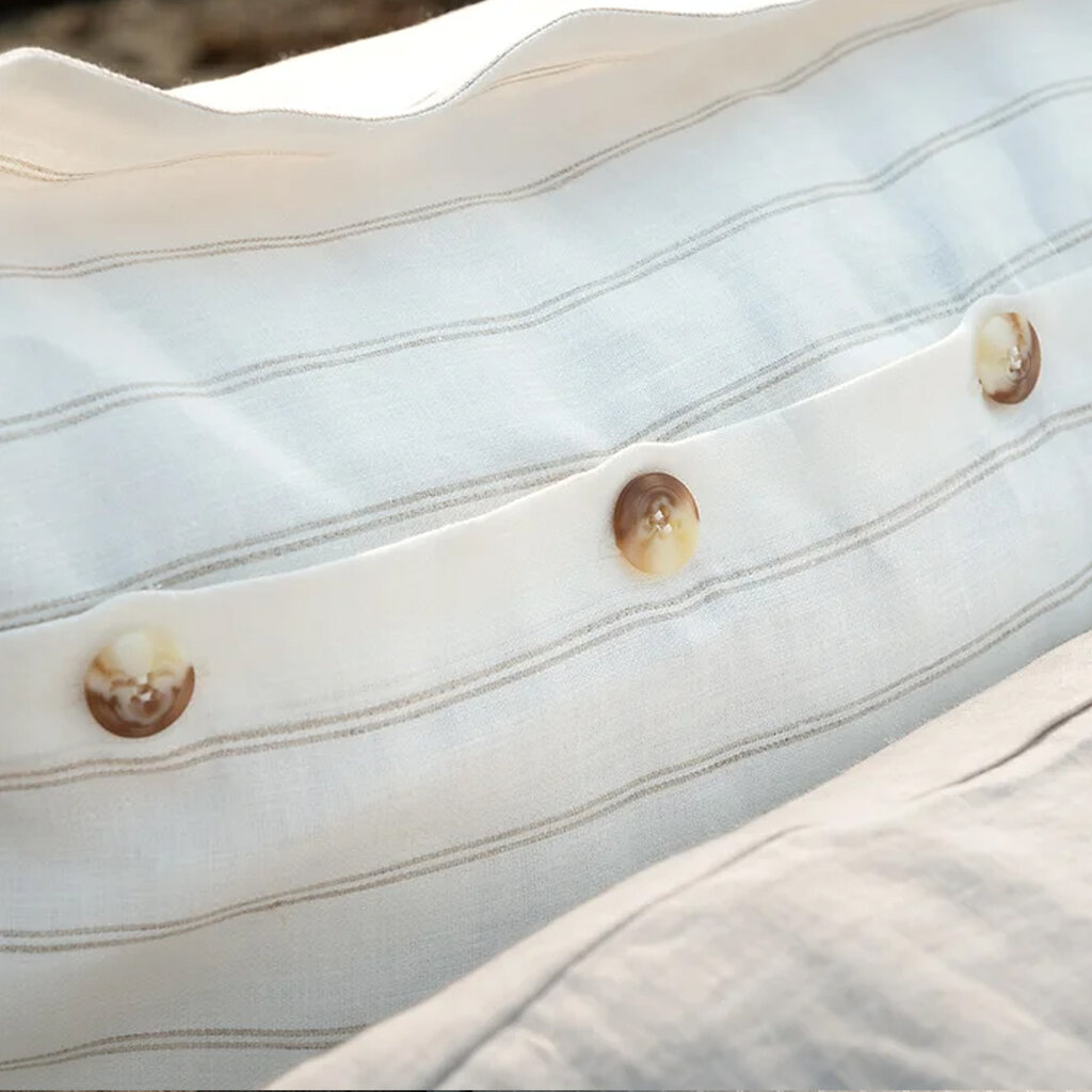 LINEA STRIPED ITALIAN LINEN Latte/Pannacotta By St.Geneve