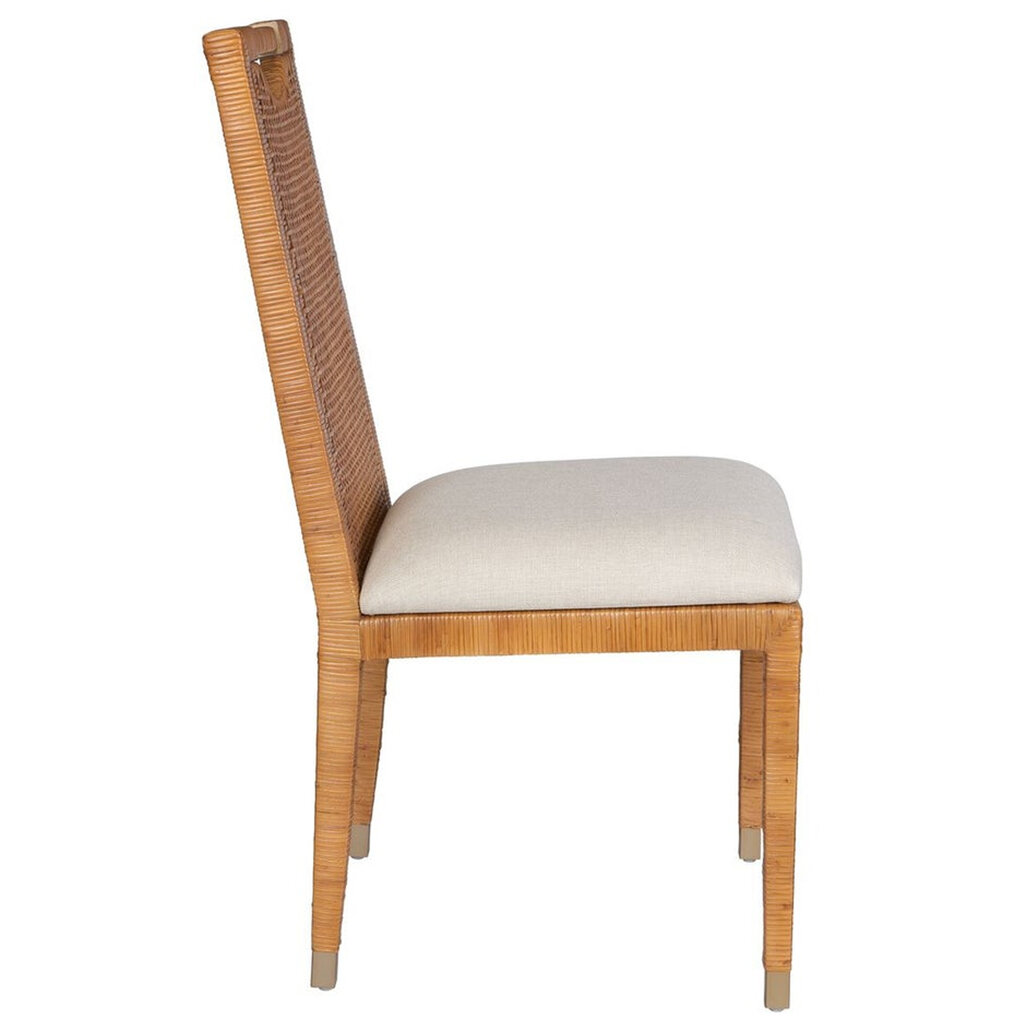 SARDINIA DINING CHAIR RATTAN WRAP AND LINEN