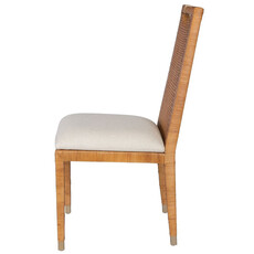 SARDINIA DINING CHAIR RATTAN WRAP AND LINEN