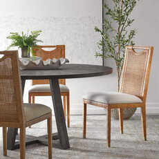 SARDINIA DINING CHAIR RATTAN WRAP AND LINEN