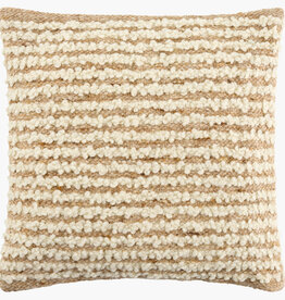 SAND DUNE DOWN FILLED PILLOW 20" JUTE WOOL NATURAL AND TAN
