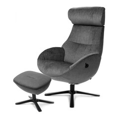 GLOBE CHAIR + FOOTSTOOL By Conform Sweden. Concrete Grey