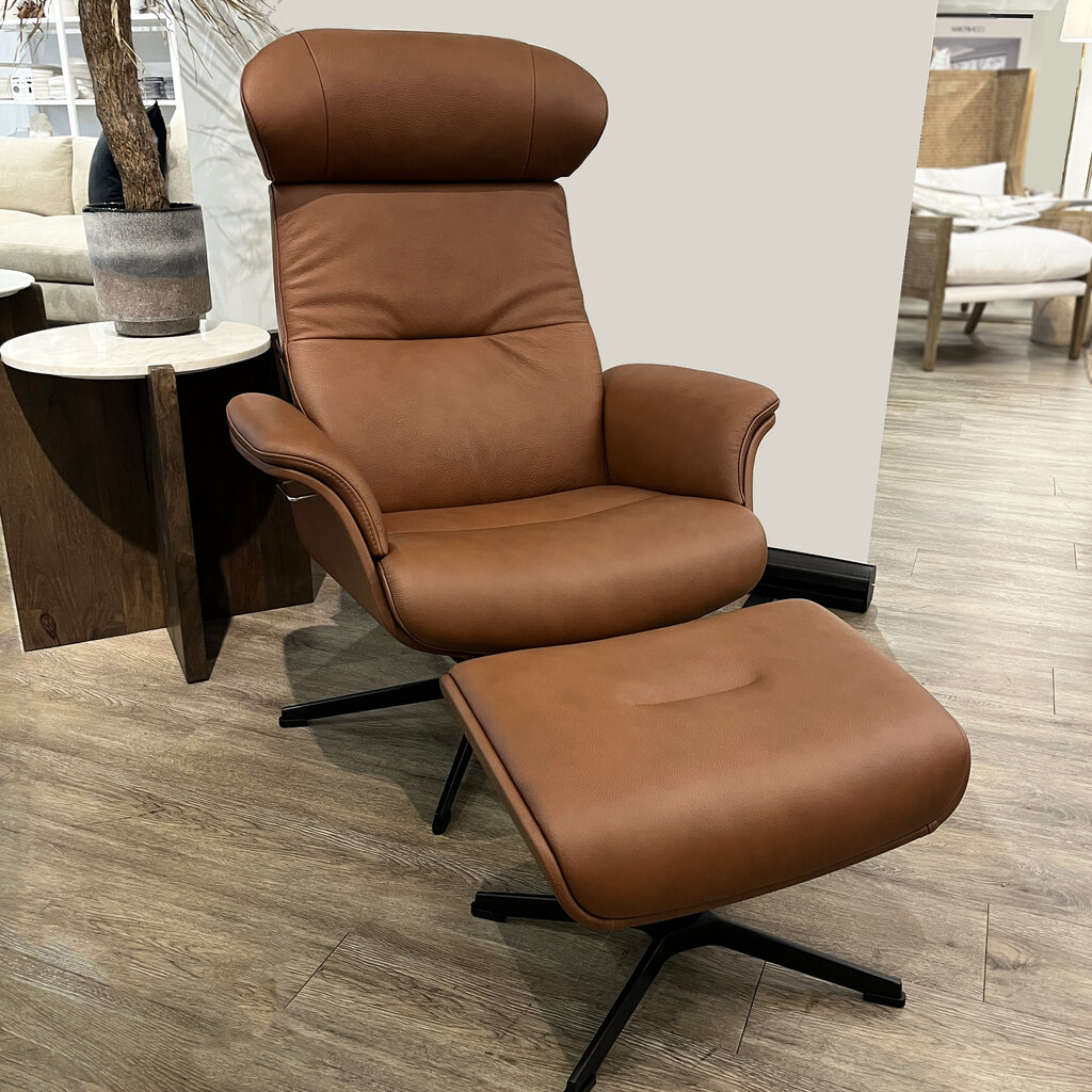 TIMEOUT CHAIR HIGH + FOOTSTOOL LEATHER COGNAC By Conform Sweden