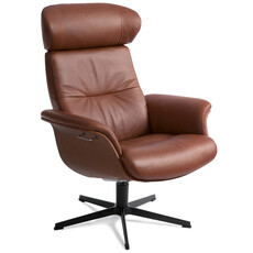 TIME OUT CHAIR HIGH + FOOTSTOOL ALL LEATHER By Conform Sweden. Cognac.