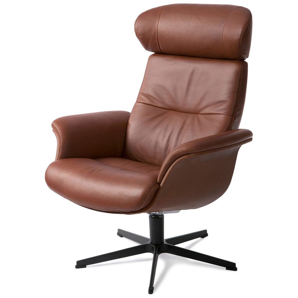 TIMEOUT CHAIR HIGH + FOOTSTOOL LEATHER COGNAC By Conform Sweden