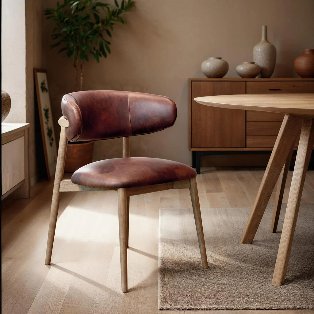 BARCELONA DINING CHAIR LEATHER TOBACCO