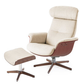 TIME OUT CHAIR + FOOTSTOOL SAND FABRIC AND WALNUT By Conform Sweden.