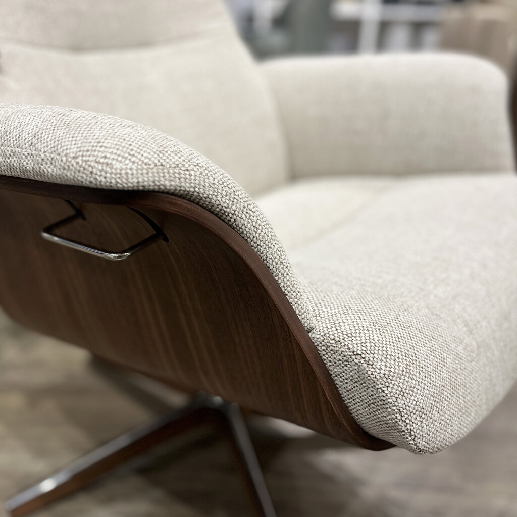 TIME OUT CHAIR + FOOTSTOOL SAND FABRIC AND WALNUT By Conform Sweden.