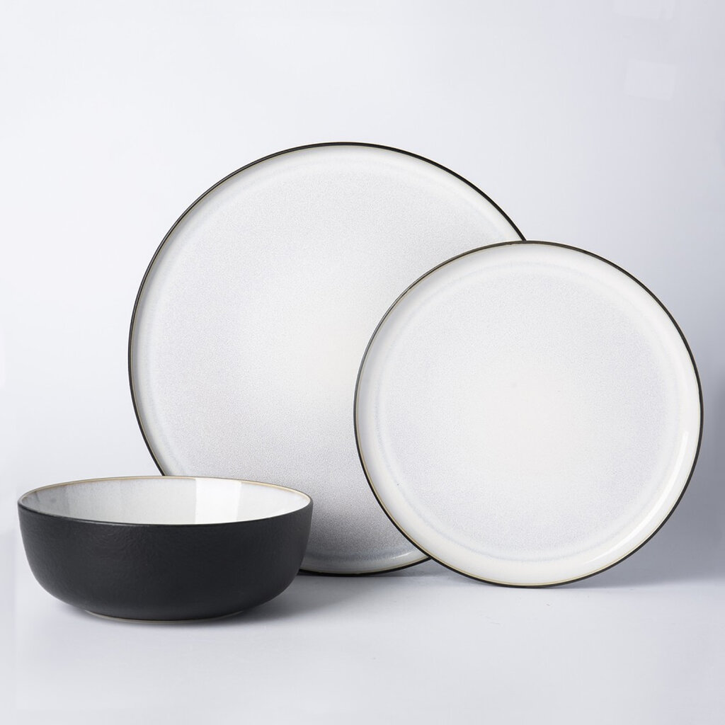 ISADORA PORCELAIN DINNERWARE SET-12 QUARTZ BLACK