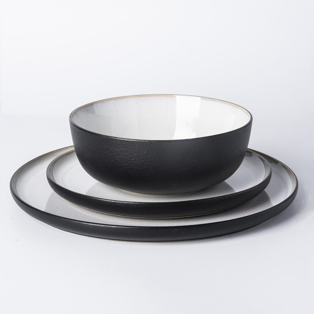 ISADORA PORCELAIN DINNERWARE SET-12 QUARTZ BLACK
