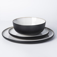 ISADORA PORCELAIN DINNERWARE SET-12 QUARTZ BLACK