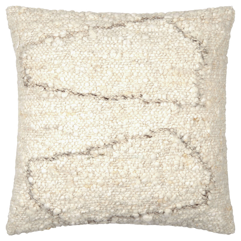 DUALITY DOWN FILLED PILLOW 20" WOOL NATURAL AND GREY