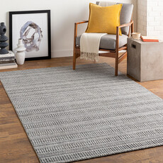HICKORY MULTI FACETED REYCYLCED PET YARN 2'6" X 8' MEDIUM GREY