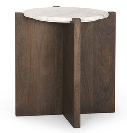 WILLIAM SIDE TABLE ROUND BROWN