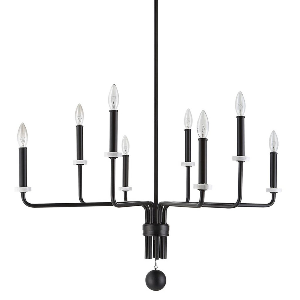 OLIVIA 8-LIGHT CHANDELIER METAL BLACK WITH MARBLE