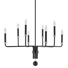 OLIVIA 8-LIGHT CHANDELIER METAL BLACK WITH MARBLE