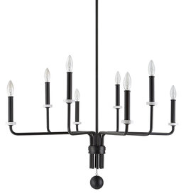 OLIVIA 8-LIGHT CHANDELIER METAL BLACK WITH MARBLE