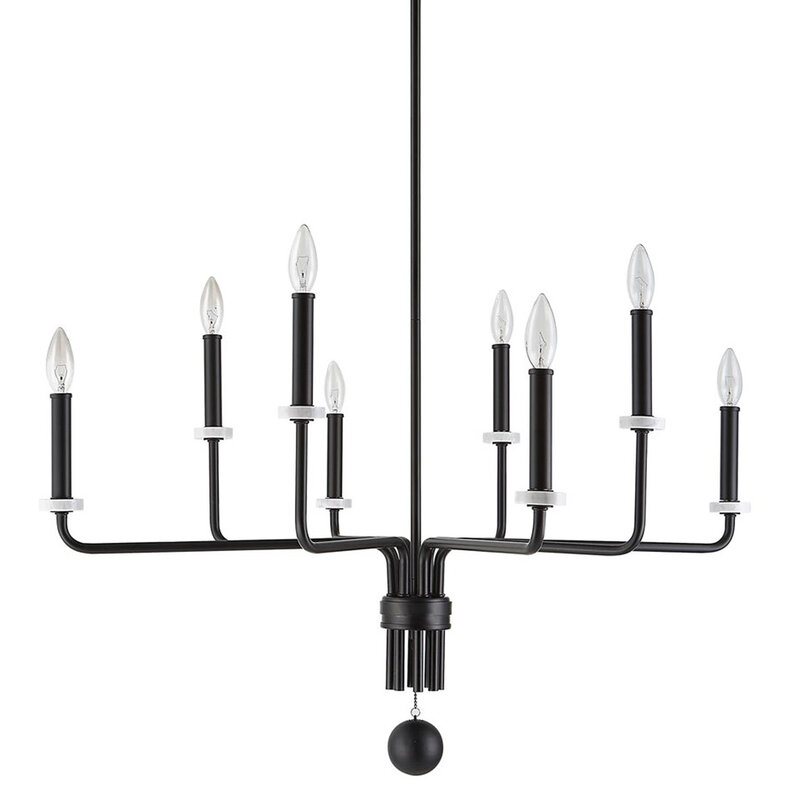 OLIVIA 8-LIGHT CHANDELIER METAL BLACK WITH MARBLE