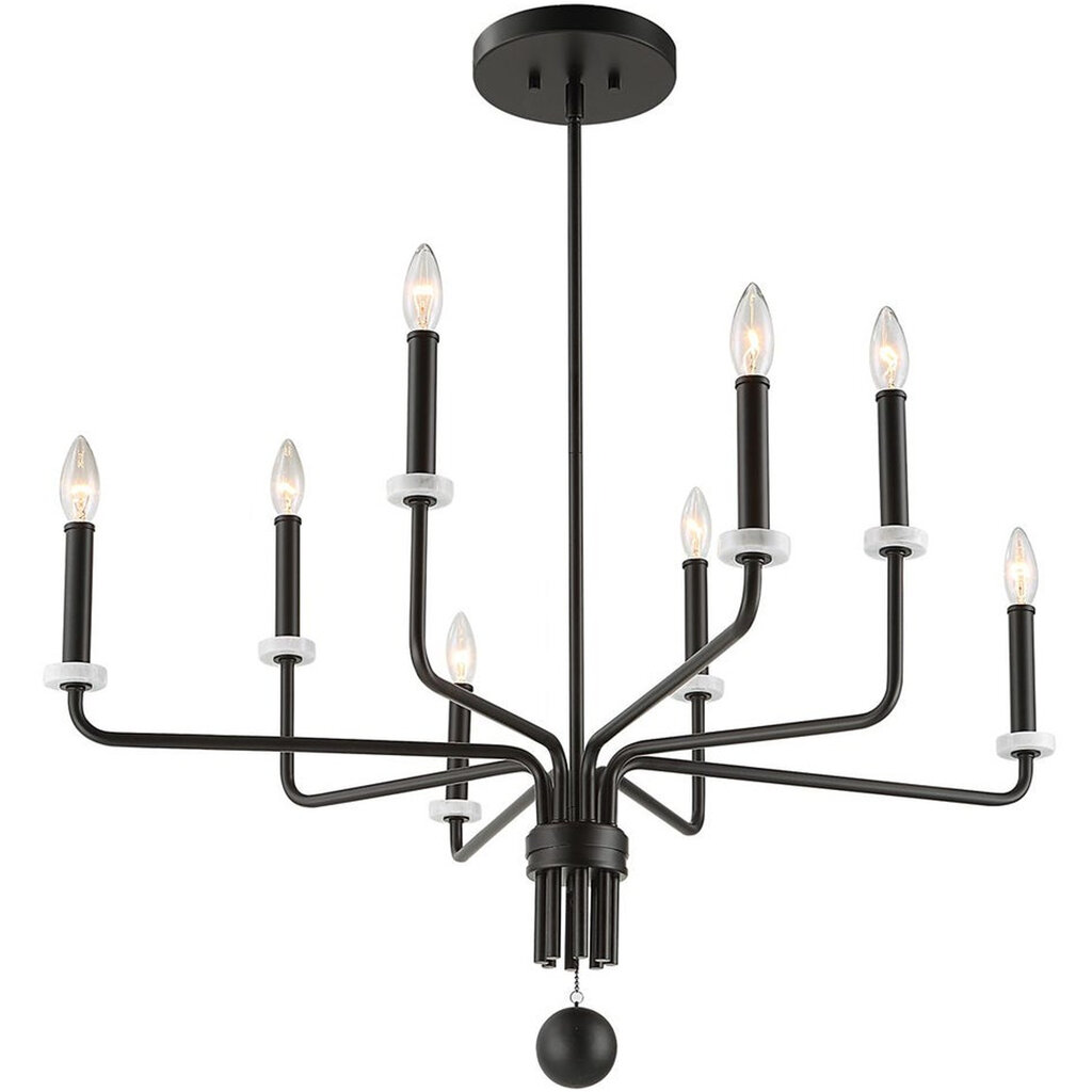 OLIVIA 8-LIGHT CHANDELIER METAL BLACK WITH MARBLE