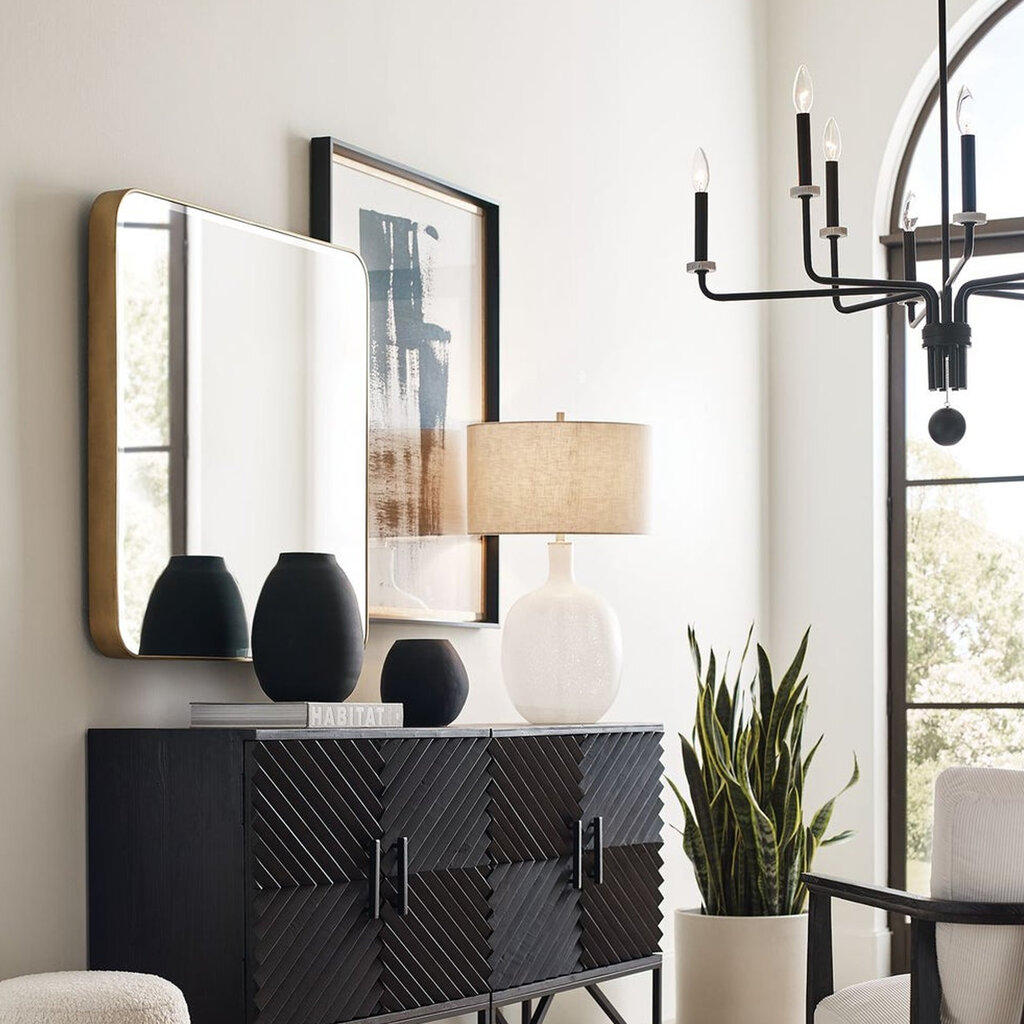 OLIVIA 8-LIGHT CHANDELIER METAL BLACK WITH MARBLE