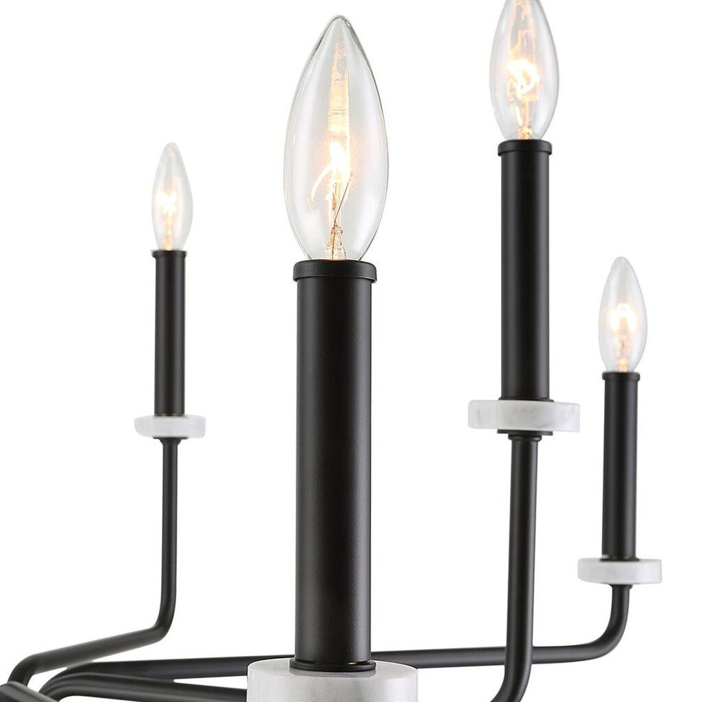 OLIVIA 8-LIGHT CHANDELIER METAL BLACK WITH MARBLE