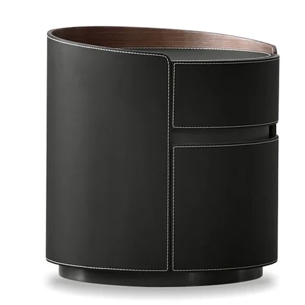 FOTO 2-DRAWER NIGHTSTAND LEATHER BLACK