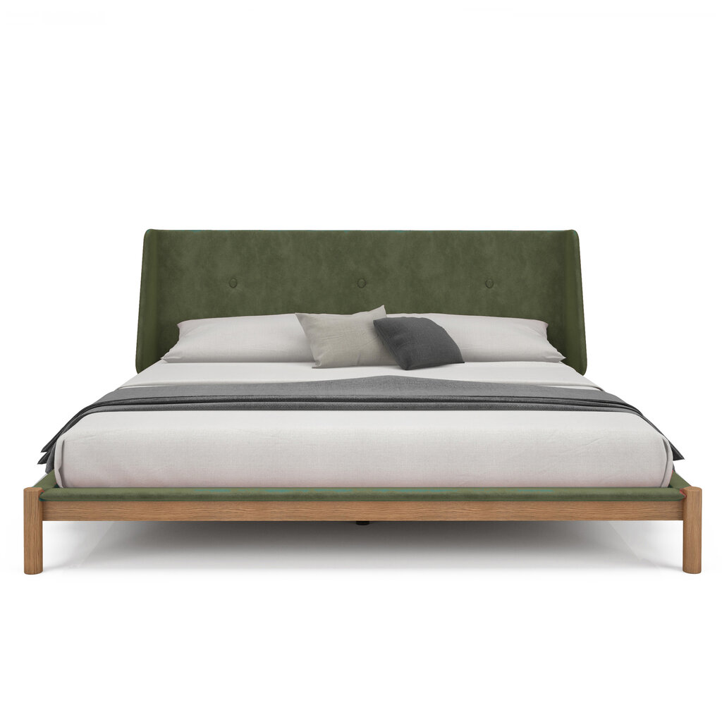 JULES BED WHITE OAK w/ UPHOLSTERED HEADBOARD By HUPPE