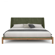 JULES BED WHITE OAK w/ UPHOLSTERED HEADBOARD By HUPPE