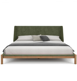 JULES BED WHITE OAK w/ UPHOLSTERED HEADBOARD By HUPPE