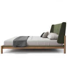 JULES BED WHITE OAK w/ UPHOLSTERED HEADBOARD By HUPPE
