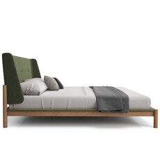 JULES BED WHITE OAK w/ UPHOLSTERED HEADBOARD By HUPPE