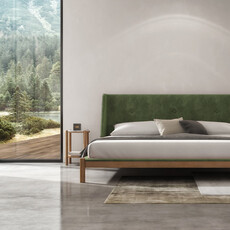 JULES BED WHITE OAK w/ UPHOLSTERED HEADBOARD By HUPPE