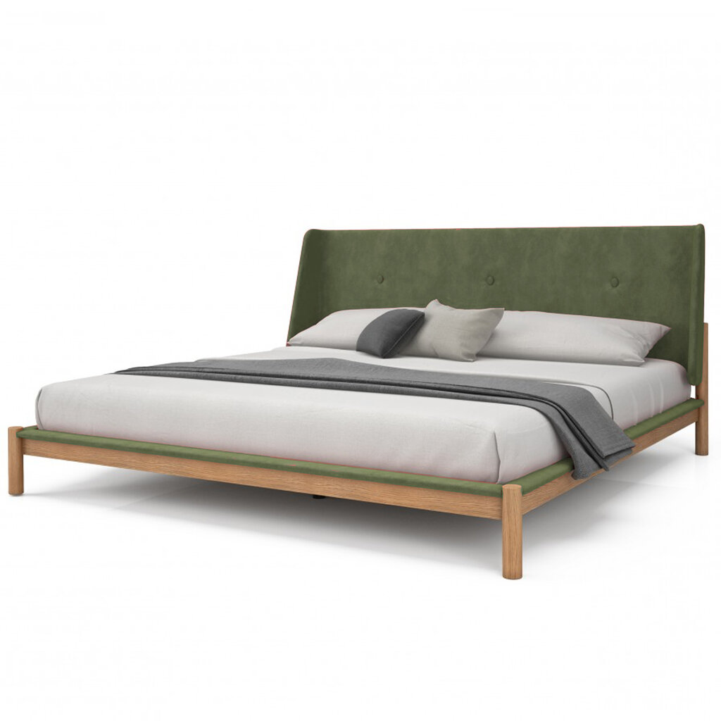 JULES BED WHITE OAK w/ UPHOLSTERED HEADBOARD By HUPPE