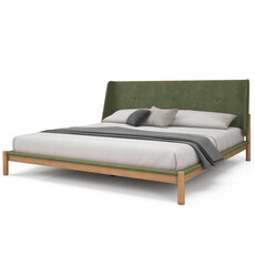 JULES BED WHITE OAK w/ UPHOLSTERED HEADBOARD By HUPPE