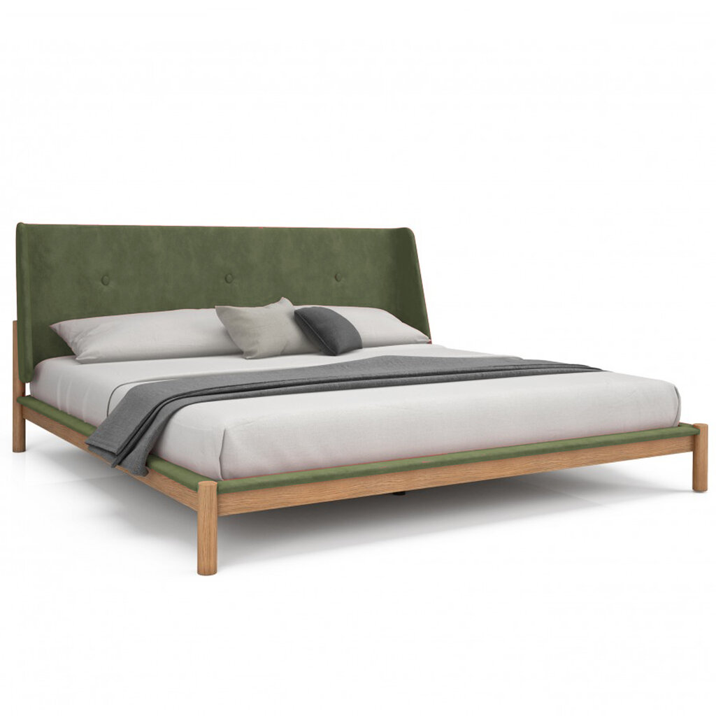 JULES BED WHITE OAK w/ UPHOLSTERED HEADBOARD By HUPPE