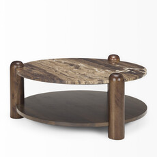 BALTIMORE COFFEE TABLE ROUND MARBLE BROWN